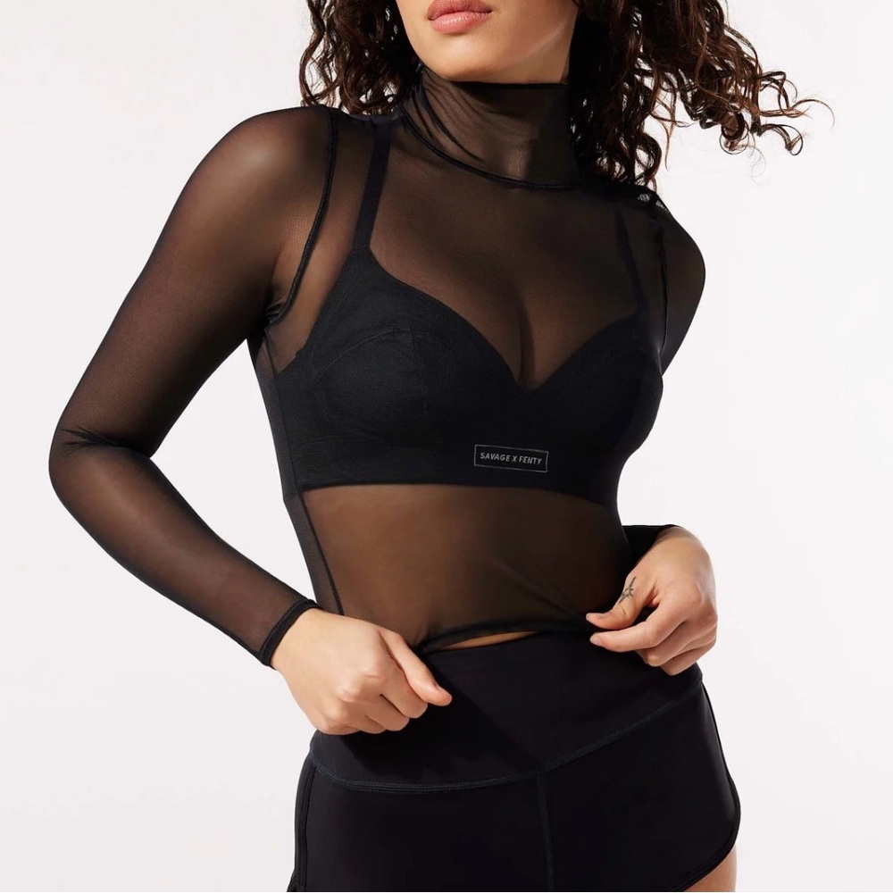 Savage X Fenty Black Sheer Mesh Top - Picture 3 of 5